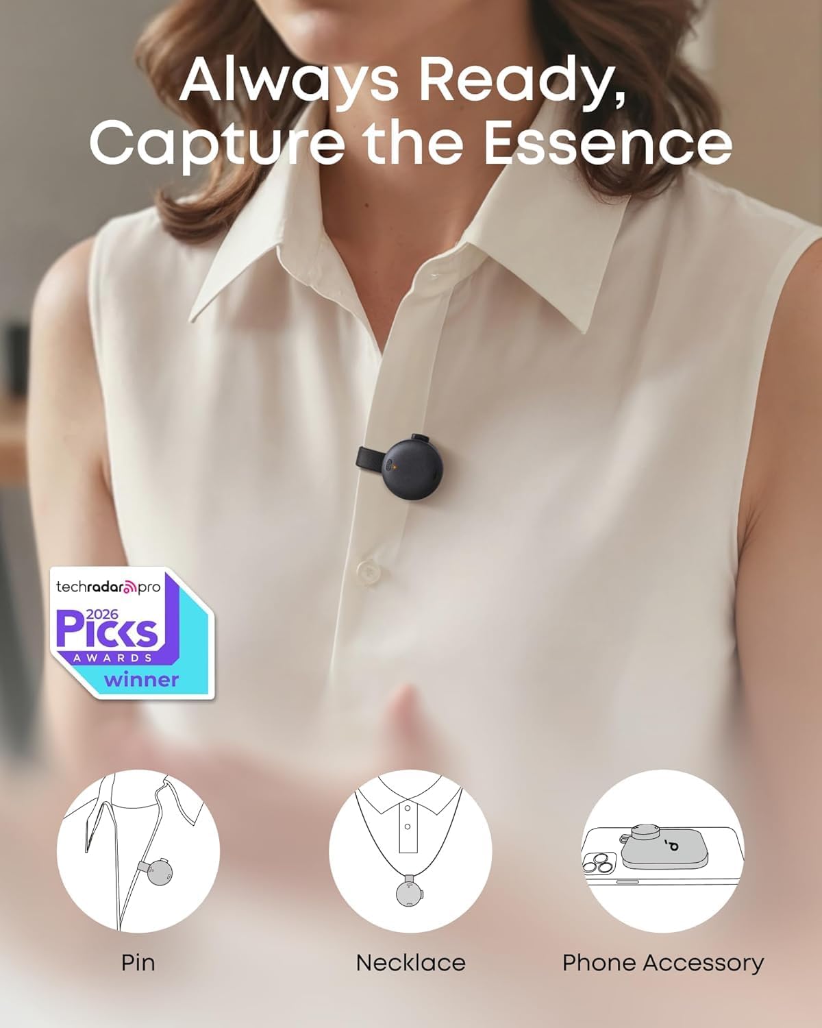 soundcore Work | AI Voice Recorder & Note Taker - Coin-sized AI Wearable